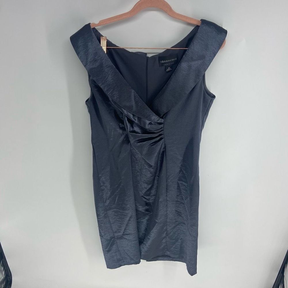 Connected Apparel Women's Black Formal Satin Sheath Dress Size 12